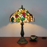 欧琈彩色玻璃艺术蒂凡尼复古卧室床头台灯梳妆台灯欧式葡萄创意灯