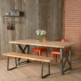 loft美式铁艺实木餐桌椅复古长桌书桌仿古咖啡桌办公桌餐厅桌椅