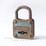 美国进口 德国制 西洋古董旧货老件 斑驳的锈蚀蓝色的锁