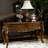 欧式全实木背几 美式古典桌 客厅高档柜子 手工雕刻沙发背几