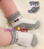 〓正品minimoto 小米米宝宝加厚毛巾防滑圣诞花袜〓2对装儿童袜子