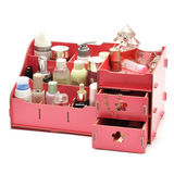 正品包邮二层抽屉盒桌面收纳盒化妆品整理喜家家木质儿童房杂物箱