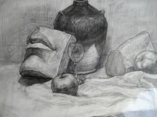 手绘静物素描 代画素描 石膏静物作品定制 装饰画素描 陶罐铅笔画