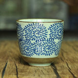 日本陶瓷茶道杯日式茶杯水杯和风茶具手绘青花唐草千茶美浓烧特价
