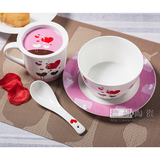 陶瓷早餐具儿童单人餐具情侣婚庆礼品餐具套装创意西式韩式骨瓷
