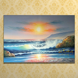 欧式风景油画《海浪沙滩》画芯纯手绘客厅大堂餐厅卧室墙壁装饰