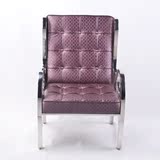 天昊斯 简约现代皮艺沙发椅 不锈钢单人沙发椅 创意休闲沙发椅子