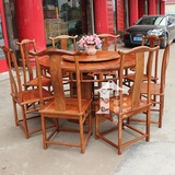 红木古典家具刺猬紫檀/非洲黄花梨木明式传统 圆餐桌圆餐台桌