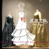 时尚美人玻璃贴 服装店铺橱窗玻璃婚纱婚庆店装饰欢迎光临墙贴纸