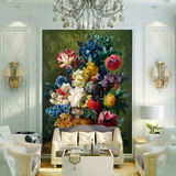 大型壁画3D欧式数字油画花卉玄关客厅卧室餐厅电视背景墙纸壁纸