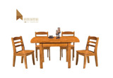 中式简约全实木伸缩餐桌椅组合 海棠木圆形可折叠4至6人吃饭桌子