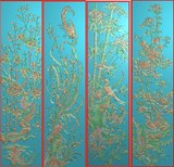 四季花鸟挂屏精雕图 浮雕图 灰度图 电脑雕刻图 JDP 梅兰竹菊屏风