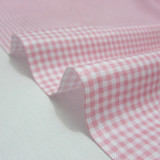 粉色格子斜纹纯棉布料-床品面料-宝宝布料-布料-衬衣窗帘全棉高密