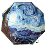 梵高银胶防晒油画伞 创意个性折叠雨伞 三折自动遮阳伞晴雨太阳伞