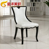 韩式雕花实木橡木餐椅餐厅餐馆酒店高背皮椅简约现代欧式椅子特价