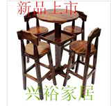 现货实木酒吧桌椅欧式铁艺碳化酒吧凳吧台椅高脚凳酒吧椅吧台