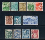 日本普通邮票1948-49普票产业图案切手系列 古典信销12全 312-323