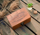 带锁收纳盒 实木zakka桌面储物大号做旧复古木盒子小木盒木质