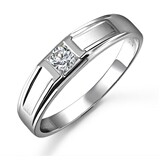 正品莫桑石优白钻戒 18k白金铂金戒指 男士时尚结婚订婚生日礼物