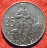 捷克斯洛伐克1954年  25克朗    斯洛伐克起义10周年纪念 银币