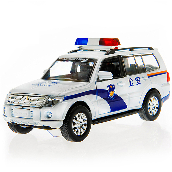 彩珀1:32 合金模型丰田普拉多警车 合金车模型汽车儿童玩具回力车