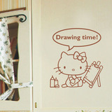 墙贴 开关贴 儿童房 公主房 卡通 贴纸 kitty画画 K-28