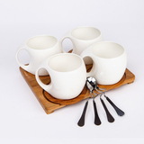 欧式咖啡杯套装创意四件套骨瓷咖啡杯套装碟勺带架子 可定制LOGO