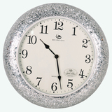 专柜正品唯美时钟表时尚客厅装饰马赛克壁钟后现代银白玻璃挂钟