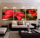 客厅装饰画客厅卧室无框画现代装饰画墙画壁画挂画时尚红色花卉