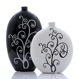 景德镇陶瓷器 抽象创意黑白花瓶 现代时尚家居摆设装饰工艺品摆件