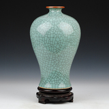 景德镇陶瓷器 仿古官窑冰片裂纹釉花瓶 复古中式古典客厅家居摆件