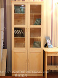 东莞全纯实木松木家具订制定做书柜架带玻璃二门自由组合简约储物