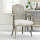 出口法国萝瑞路易十五风格流畅肾形雕花藤背扶手椅