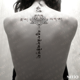 neeio纹妆 纹身贴 巨幅莲花梵文 藏语纹身 背/腿/腰/臂/脚踝 防水