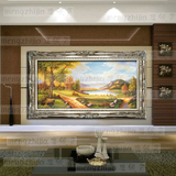 纯手绘油画 现代欧式客厅大厅山水风景有框油画 福禄聚宝盆V683