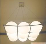 现代简约创意个性客厅卧室灯饰玻璃圆球形灯具架子九头餐厅灯吊灯