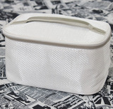 有好货 纯白清新织布格纹便携式可折叠手提化妆箱包