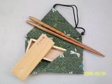 出口日本  布袋木盒装折叠筷子/便携式原木筷/户外野营餐具