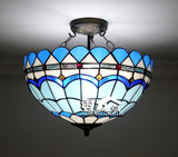 蒂凡尼吊灯地中海蓝色白吸顶灯餐厅入户花园卧室过道走廊玻璃灯具