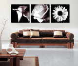 黑白抽象挂画壁画/现代客厅无框画三联画/时尚沙发背景墙装饰画