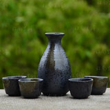 日式酒具套装粗陶仿古创意家用日本清酒壶4杯子白酒黄酒壶酒杯
