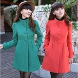 秋冬装新款时尚韩版女装修身显瘦毛呢大衣女中长款呢子外套