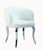 现代简约不锈钢围椅 黑白PU休闲椅单人沙发靠背椅售楼处洽谈桌椅