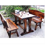(包邮）碳化木桌椅庭院防腐木家具组合三件套实木户外休闲桌椅