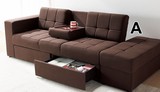 布艺沙发床多功能可折叠靠背带茶几板收纳储物脚踏经济小户型转角