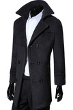 冬装立领修身型韩版男士风衣 中长款英伦潮男大衣加绒毛呢子外套