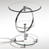 沙发边几角几钢化玻璃小茶几圆形简约小桌子创意边桌电话架现代