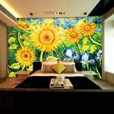 欧式大型壁画油画花卉 客厅电视背景墙壁纸KTV咖啡馆墙纸 向日葵