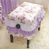 天使雅儿 韩式田园 布艺钢琴凳化妆凳套 钢琴凳罩紫色花园