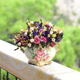 盛夏风情欧式高仿真花客厅假花装饰花卉绢花花瓶花艺套装特价